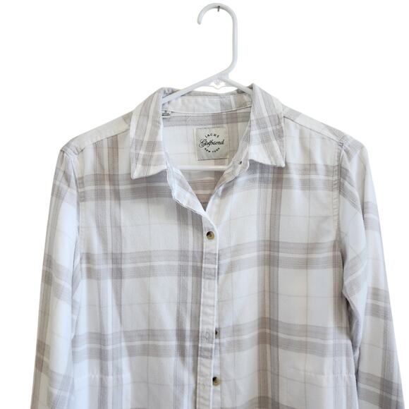 Jachs Girlfriend White and Gray Casual Button Down Shirt Oversized Size Small - Picture 3 of 9